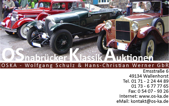OSKA - Osnabrücker Klassik Auktionen, OSNA-Oldies, Osnabrück, Wolfgang Schulz & Hans-Christian Werner GbR.